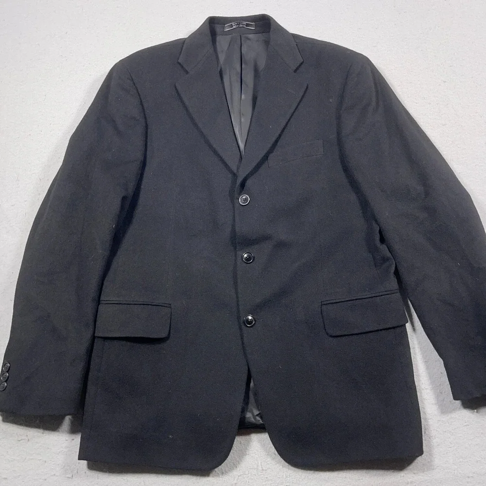 Cashmere Blazer Men 40‎ L-T Regular Fit Black Quiet Luxury Coat Old Money